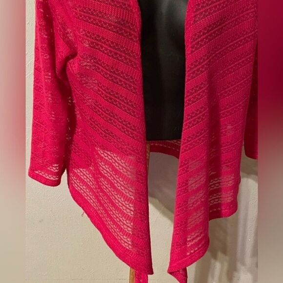 NWT medium Faded Glory pink waterfall open tie front shrug cardigan sweater - Picture 7 of 11